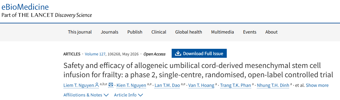 脐带间充质干细胞治疗老年人衰弱：II期临床试验显示安全有效，显著改善身体机能