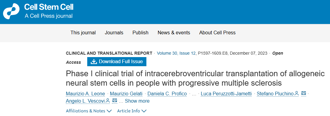 针对进行性多发性硬化症患者的同种异体神经干细胞脑室内移植的I期临床试验 针对进行性多发性硬化症患者的同种异体神经干细胞脑室内移植的I期临床试验