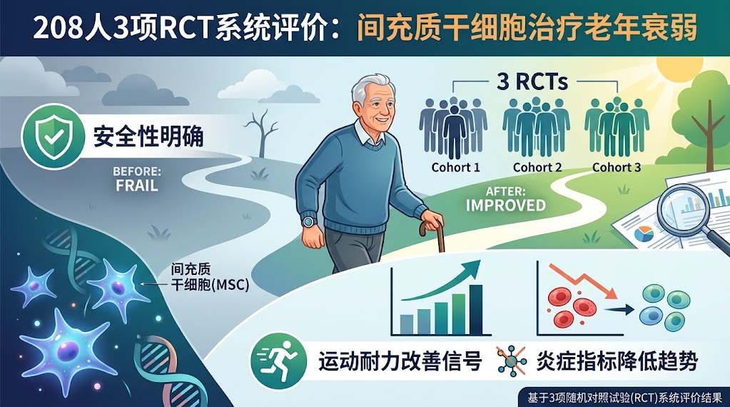 间充质干细胞治疗老年衰弱：3项研究208人揭示安全性证据与功能改善趋势