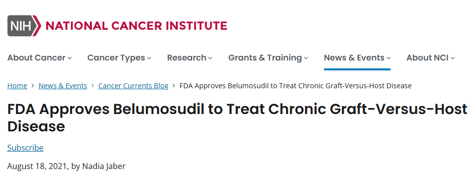 FDA批准Belumosudil用于治疗慢性移植物抗宿主病 FDA批准Belumosudil用于治疗慢性移植物抗宿主病